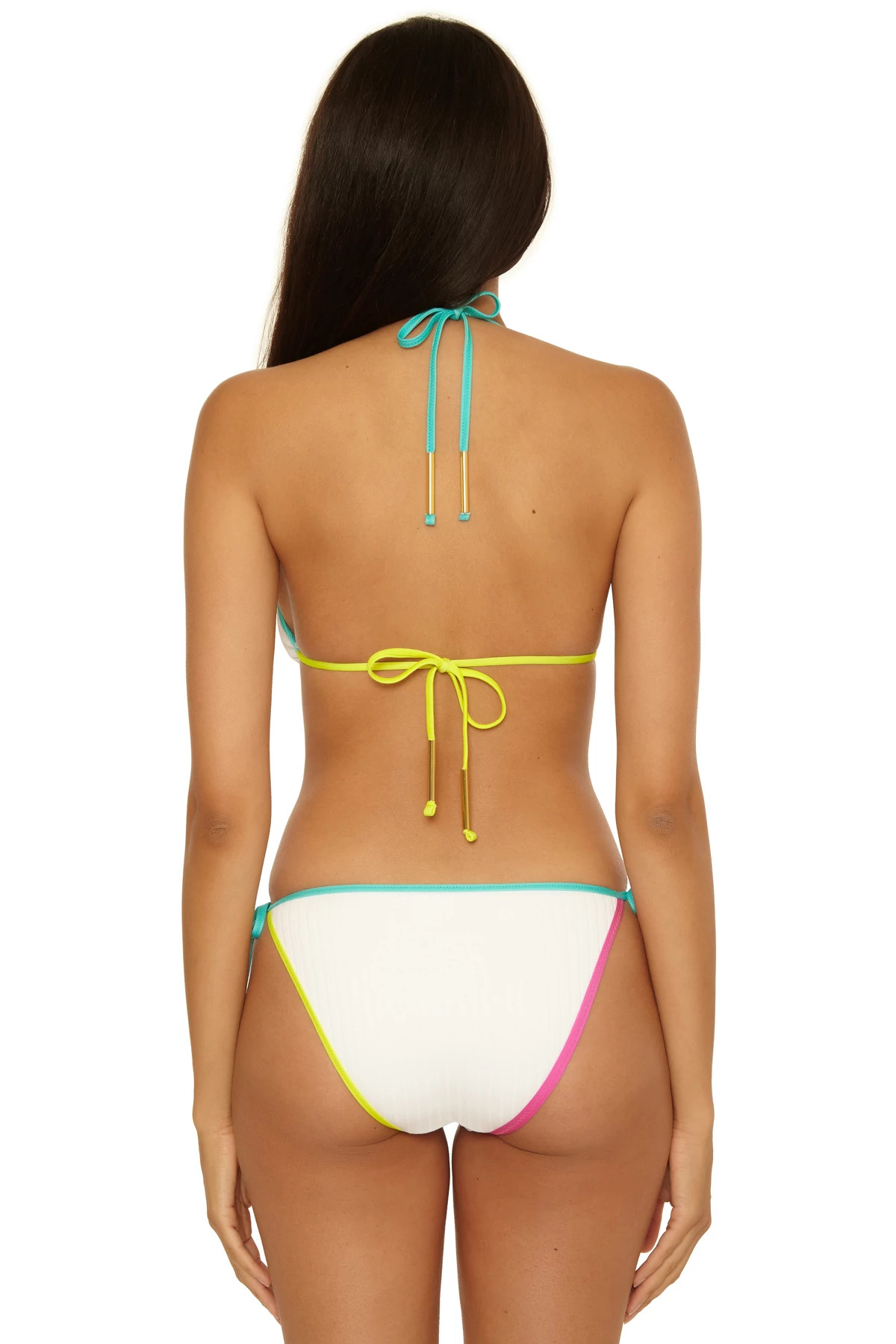 WHITE Maori Ribbed Triangle Bikini Top image number 2