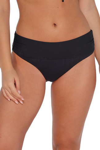 BLACK SEAGRASS TEXTURE Capri High Waist Bikini Bottom