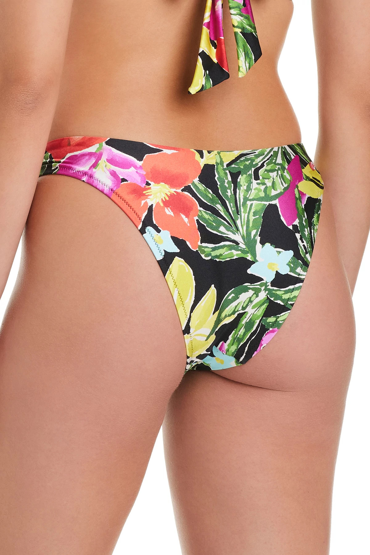 BLACK MULTI Floral Ring Hipster Bikini Bottom image number 2