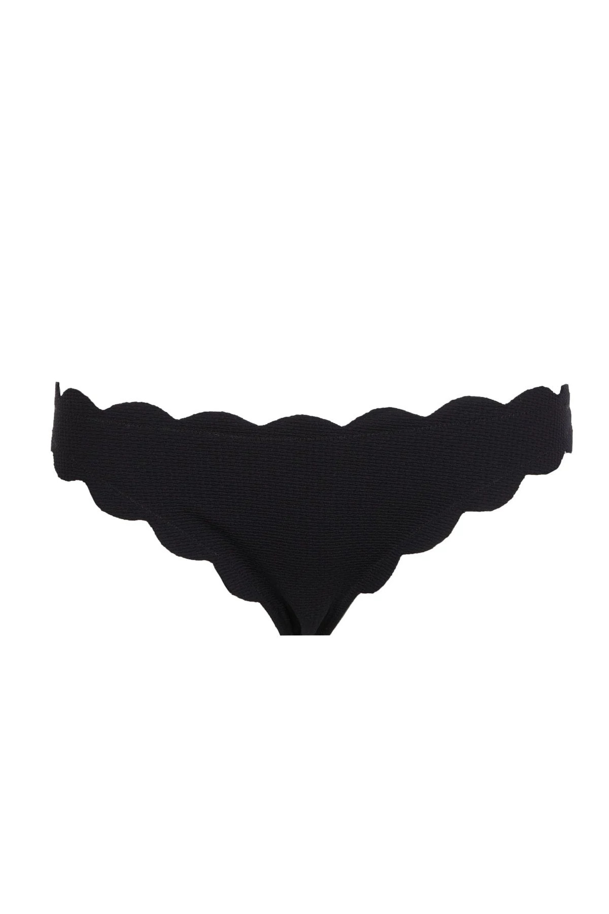 BLACK/INDIGO Low-Rise Scalloped Brazilian Bikini Bottom image number 3