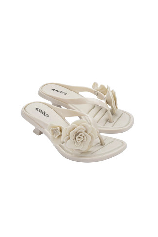BEIGE Petal Kitten Heel Sandal