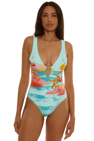 MULTI Cyclades Plunge One Piece Swimsuit