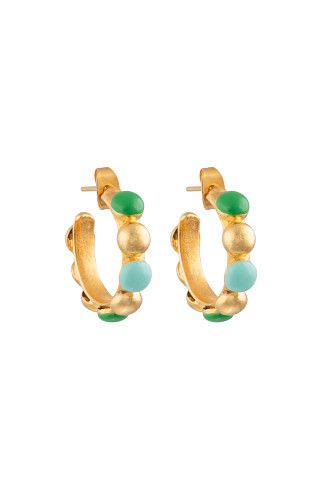 GOLD VERT/TURQUOISE Creole Mini Hoop Earrings