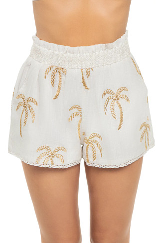 SOFT WHITE Golden Palms Shorts