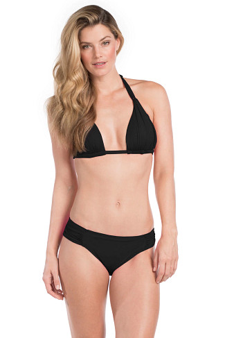 BLACK Island Goddess Sliding Halter Bikini Top