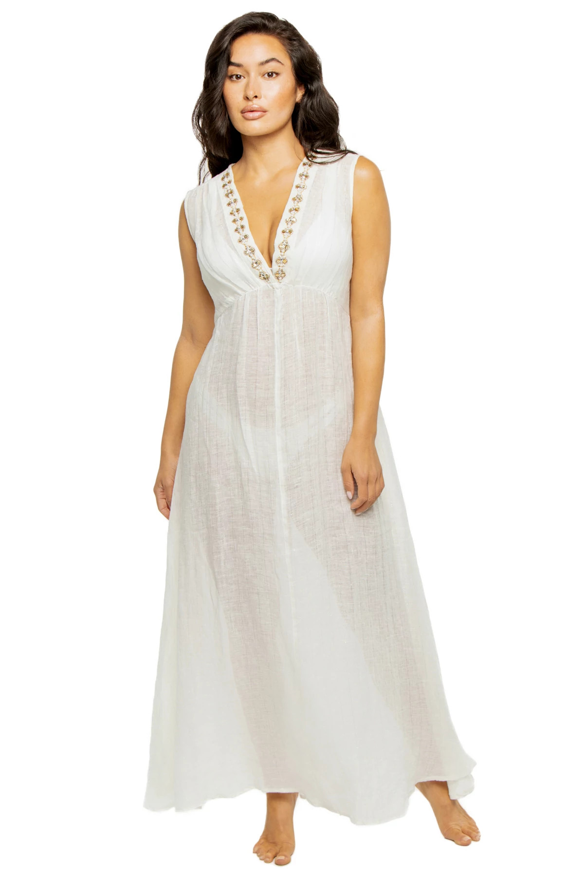 WHITE Azores V-Neck Maxi Dress image number 1