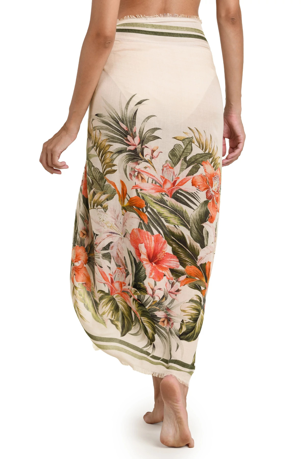 CHAMPAGNE Palm Print Sarong Cover Up image number 2