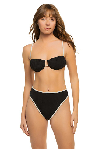 BLACK TERRY RIB Petal Underwire Bikini Top