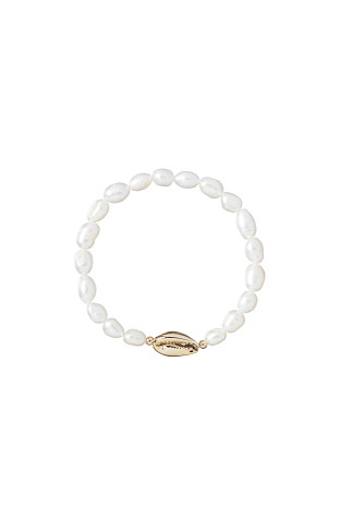 GOLD Pearl Cowrie Shell Bracelet