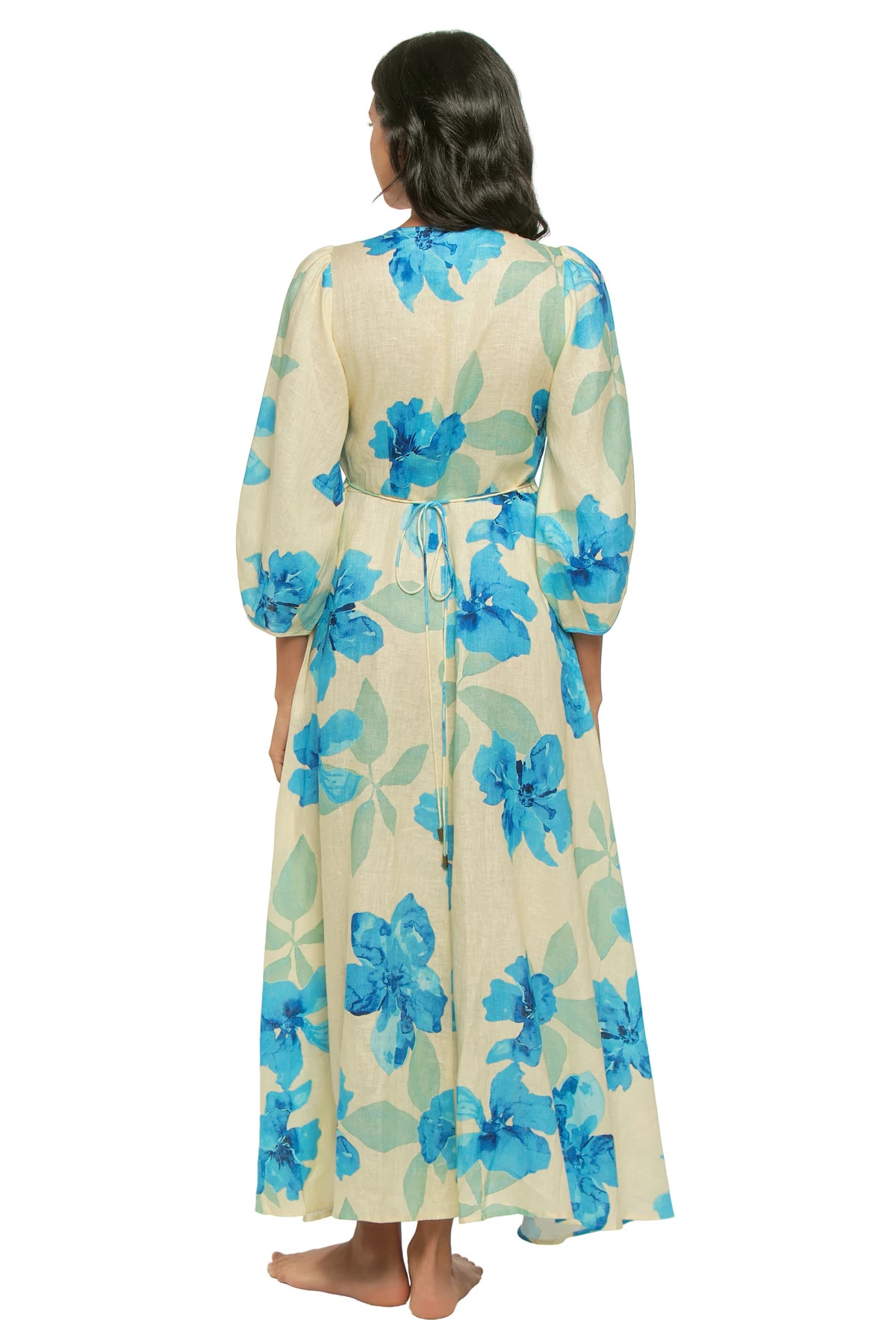 YELLOW BLUE Sophie Linen Maxi Dress image number 2
