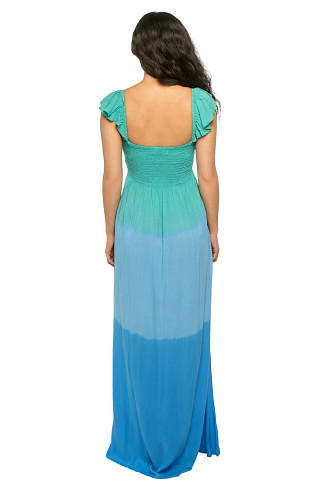 JUNGLE BLUE OMBRE Hollie Off Shoulder Maxi Dress