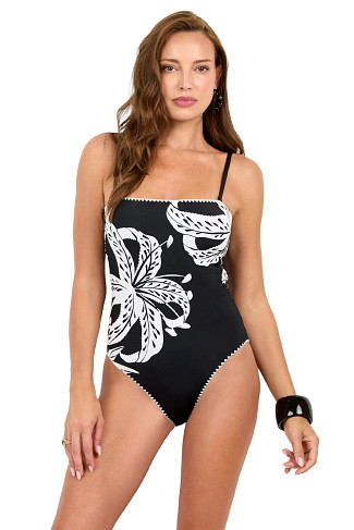BLACK SANDS Whipstitch Bandeau One Piece Swimsuit