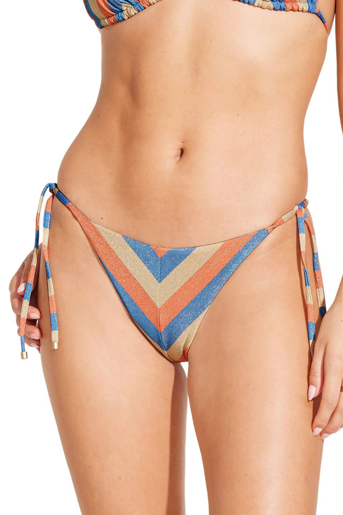 SUMMER METALLIC Natalie Tie Side Brazilian Bikini Bottom image number 1