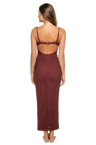 MAROON CROCHET Petal Midi Dress