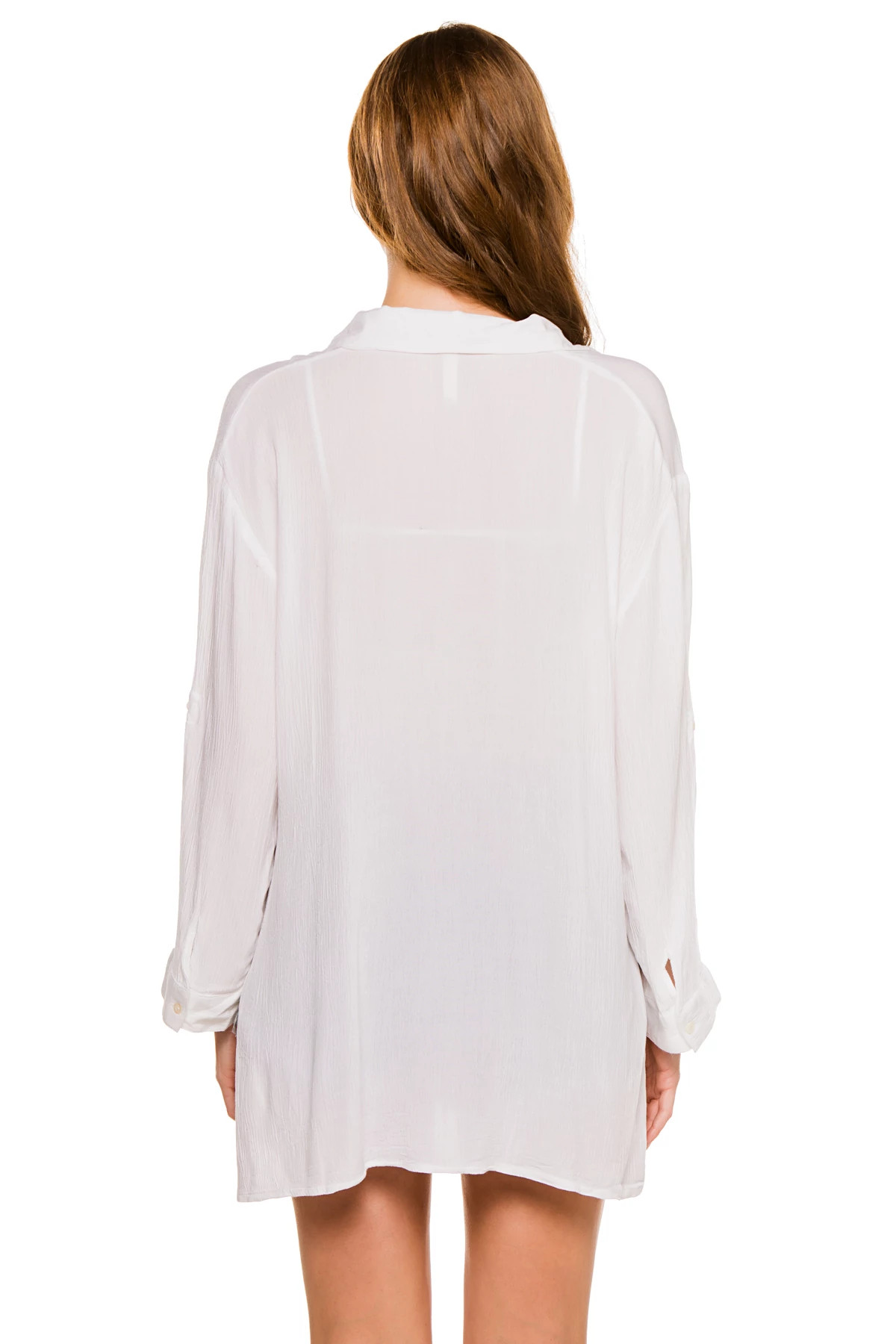 WHITE Button Down Shirt Dress image number 2