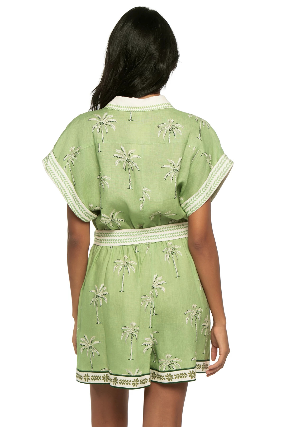 KAELIA Kaelia Collared Linen Romper image number 2
