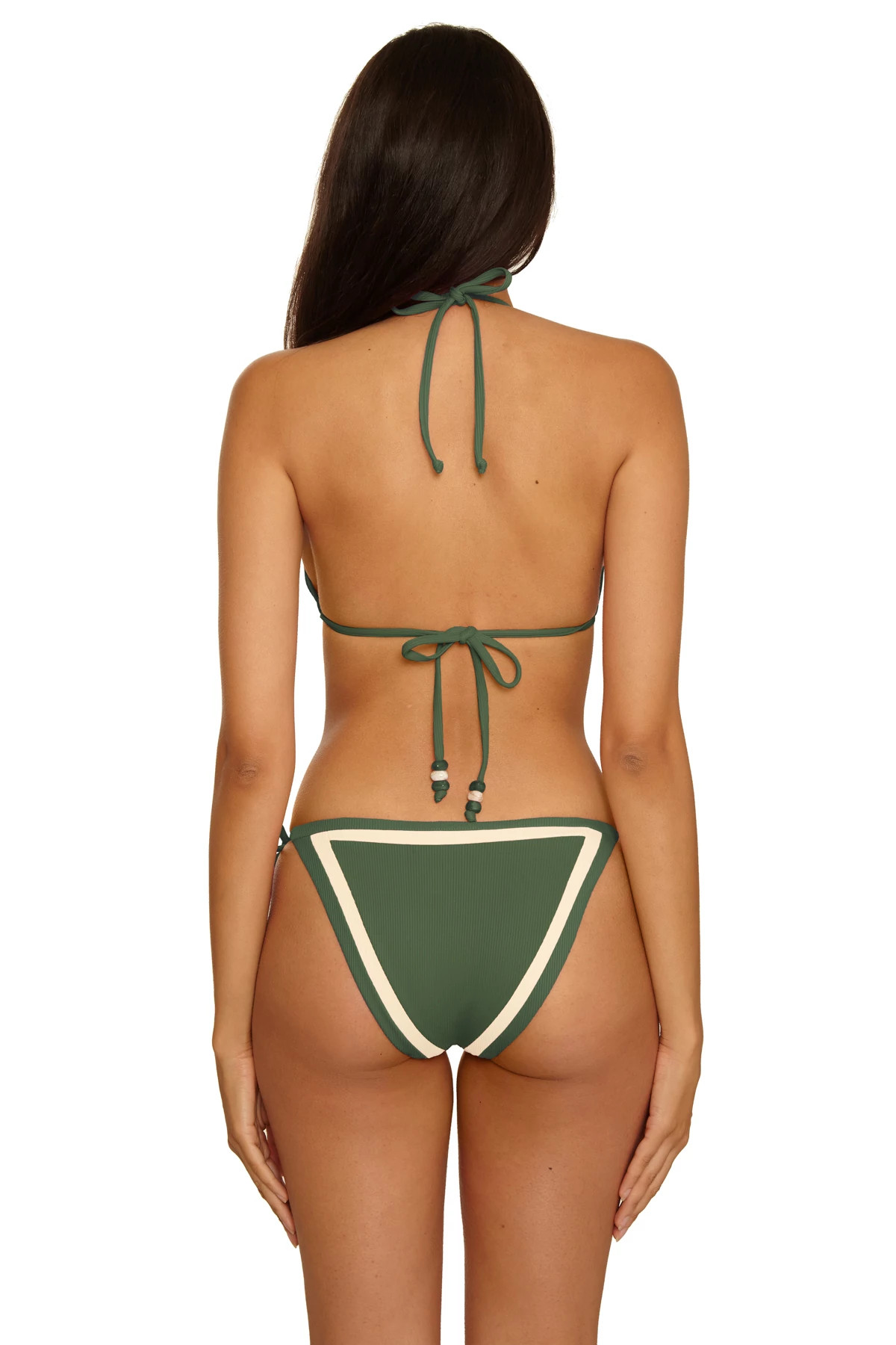 KELP/TAN Cheryl Ribbed Triangle Bikini Top image number 2