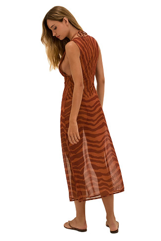 SUNDOWN Mesh Midi Dress