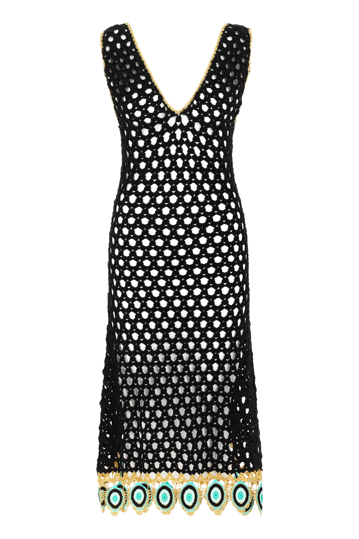 BLACK Crochet Midi Tank Dress image number 2