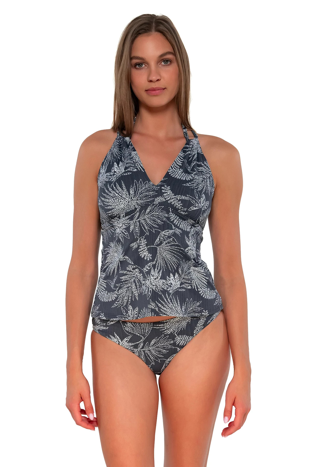 FANFARE SEAGRASS TEXTURE Mia High Neck Tankini Top image number 2