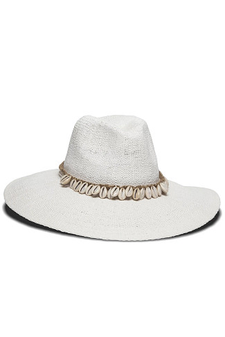 WHITE Barbados Puka Shell Trim Sun Hat