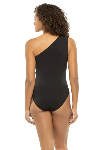 BLACK Asymmetrical One Piece Swimsuit