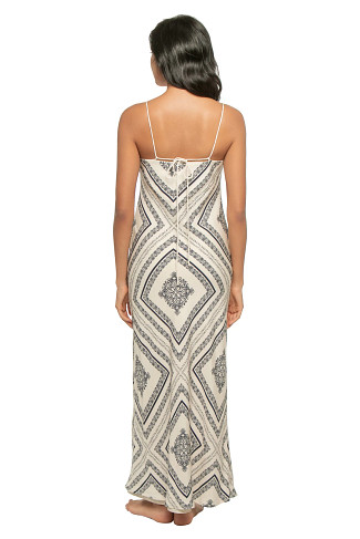 CREAM BASE NAVY Serafina Print Square Neck Slip Maxi