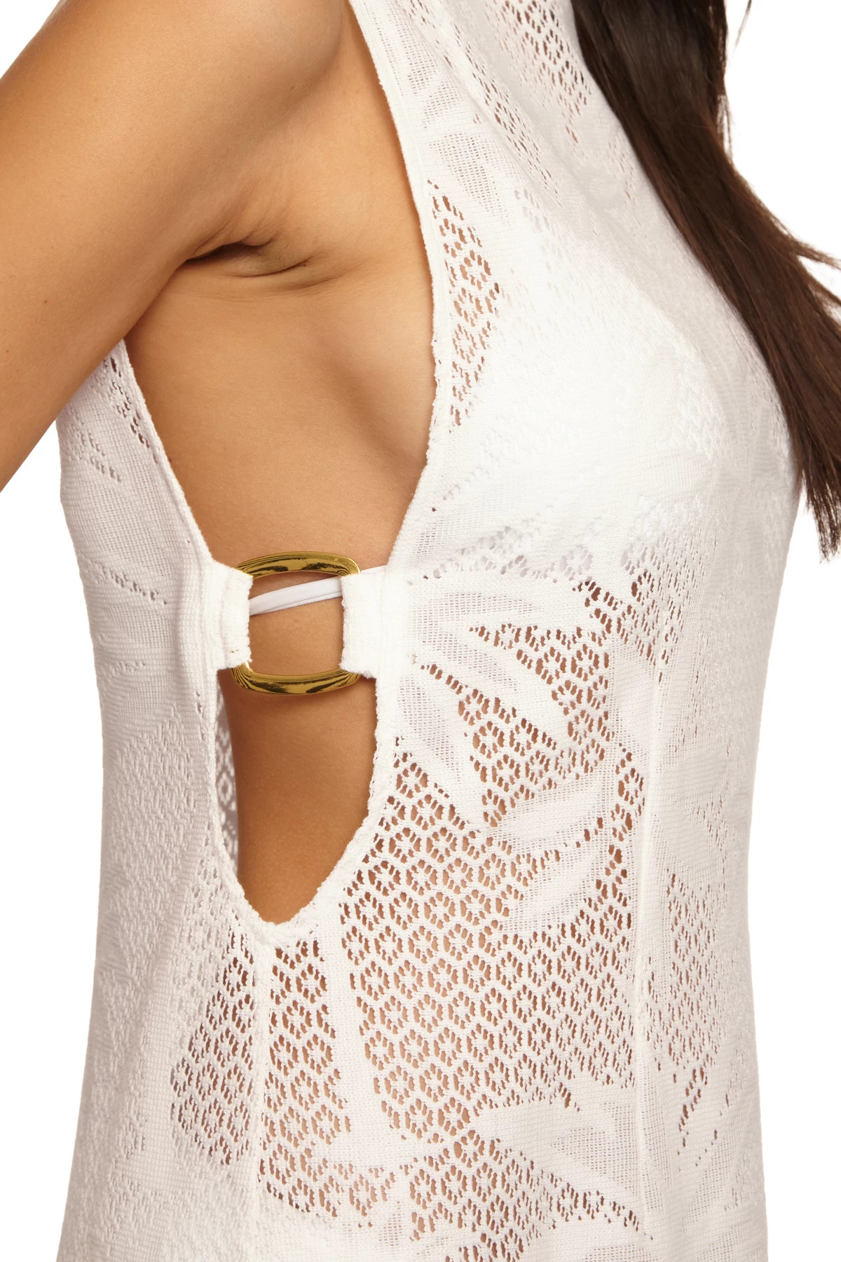 WHITE Palm Lace Multi-Way Sleeveless Tunic image number 5