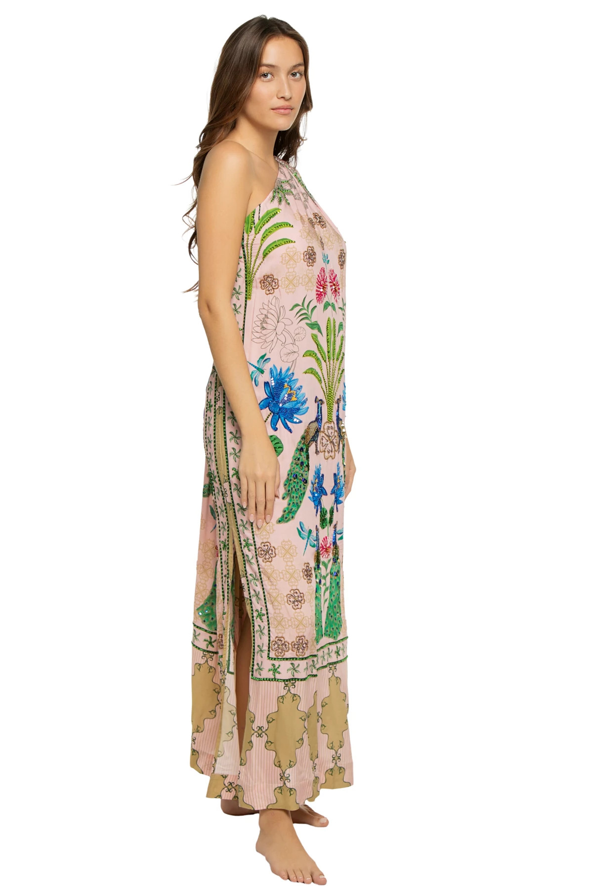 BLUSH AND SAND PEACOCK PANEL Toga Maxi Dress image number 3