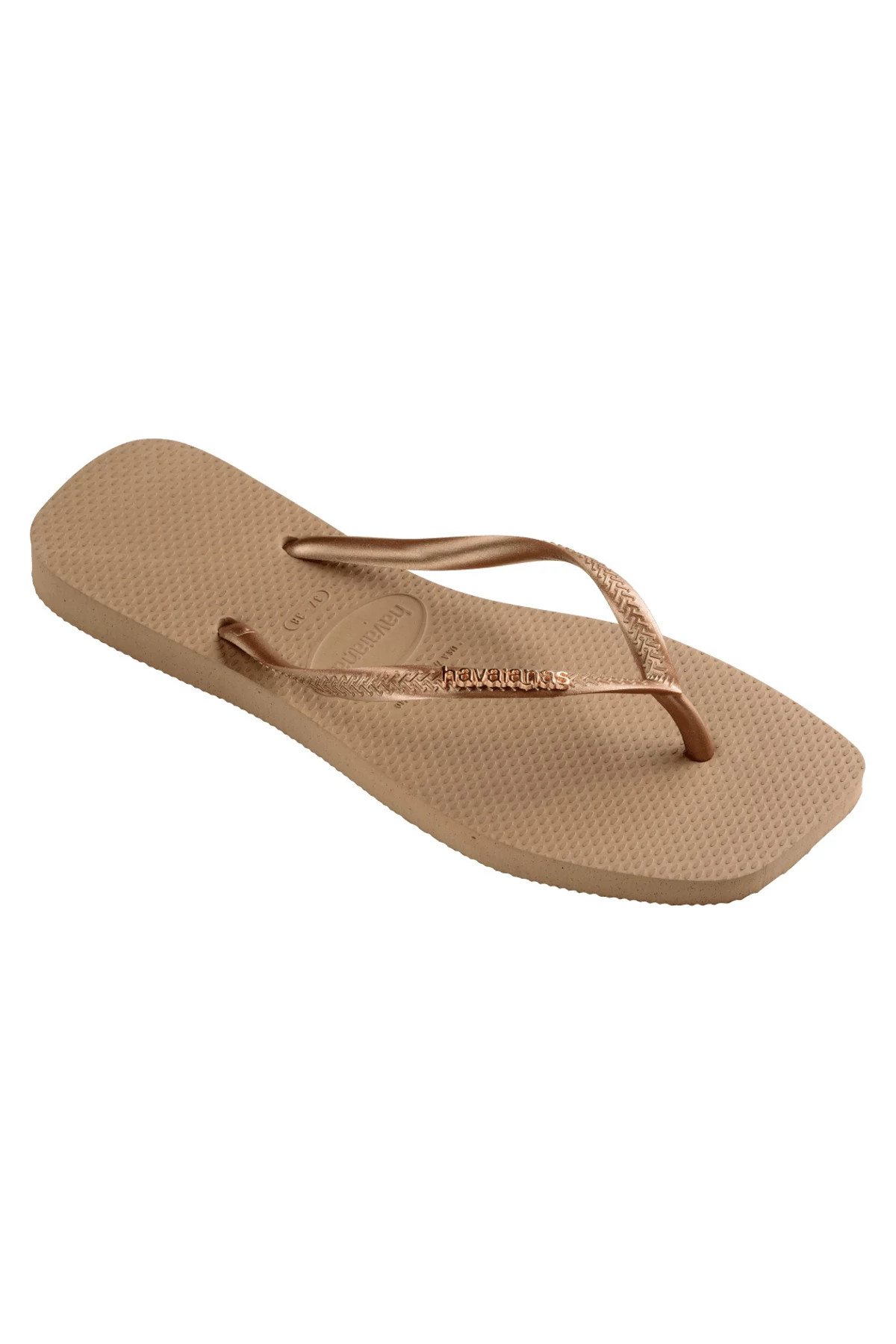ROSE GOLD Square Metallic Flip Flops image number 2