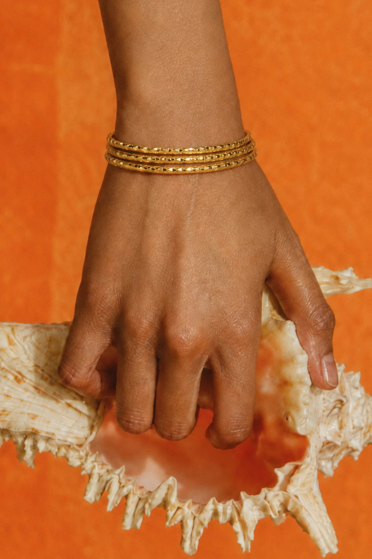 GOLD Tilda Faceted Bangle Set of 3 image number 2