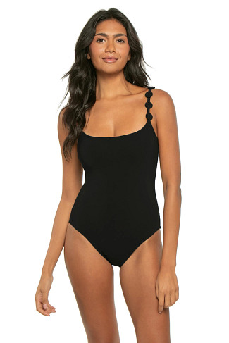 BLACK Sadie Button Strap Underwire One Piece