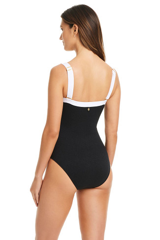 BLACK Square Neck One Piece Swimsuit
