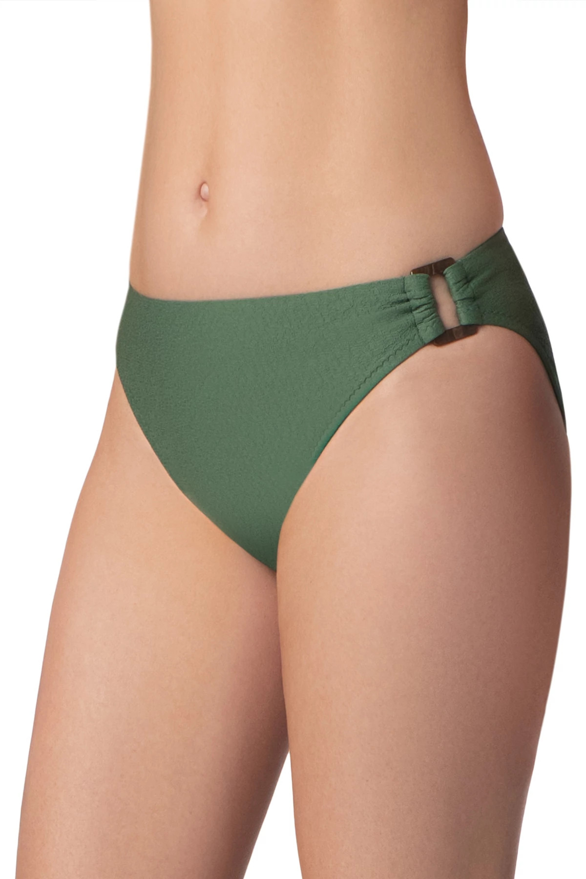 FATIGUE GREEN Asymmetrical Tortoise Ring Hipster Bikini Bottom image number 3