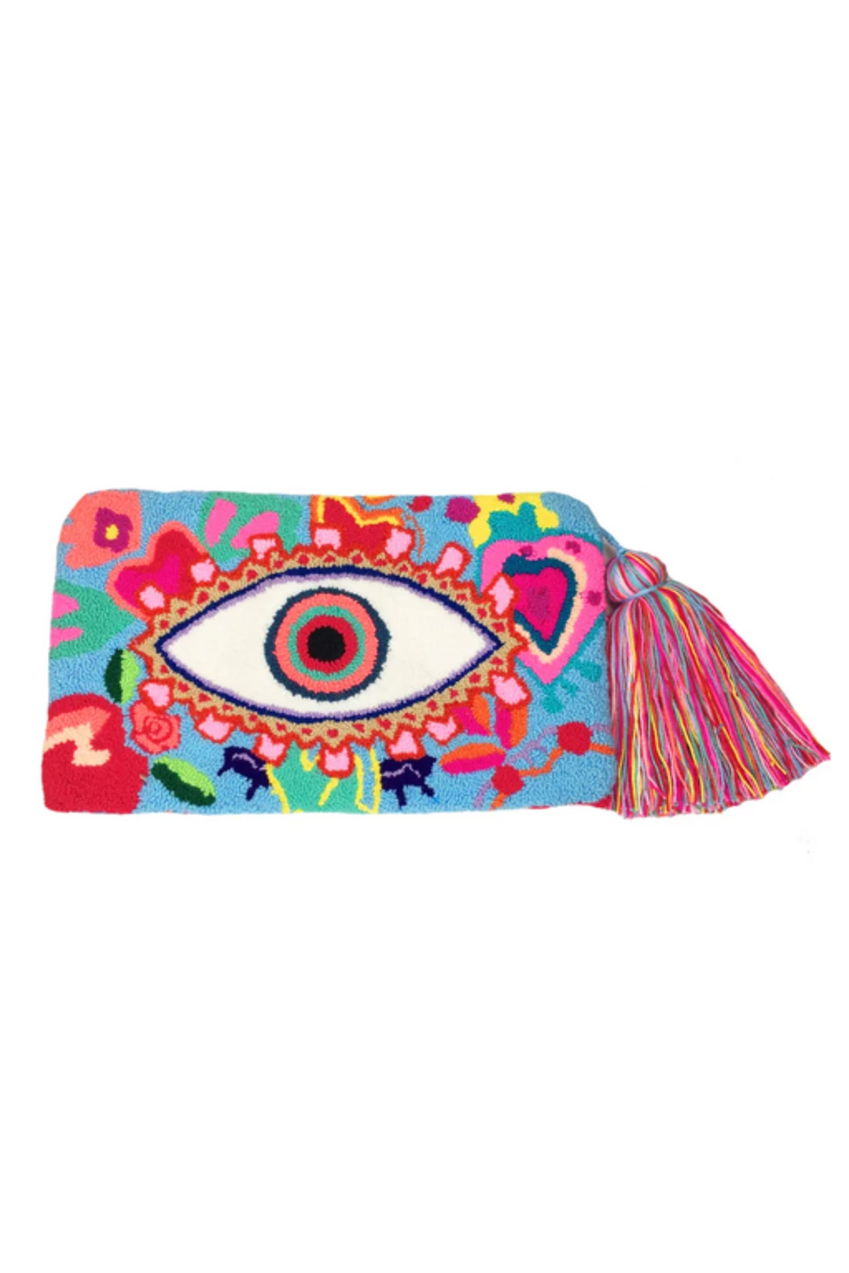 BLUE Evil Eye Embroidered Clutch image number 1