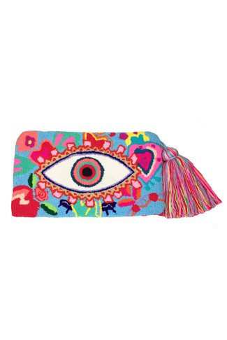 BLUE Evil Eye Embroidered Clutch