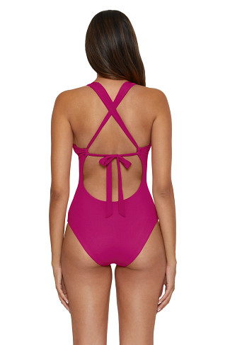 POMEGRANATE Gia Plunge One Piece Swimsuit