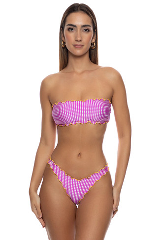 BERRY Paradise Check Bandeau Bikini Top