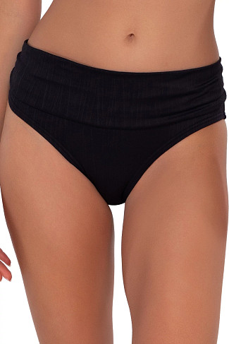 BLACK SEAGRASS TEXTURE Unforgettable Banded Hipster Bikini Bottom