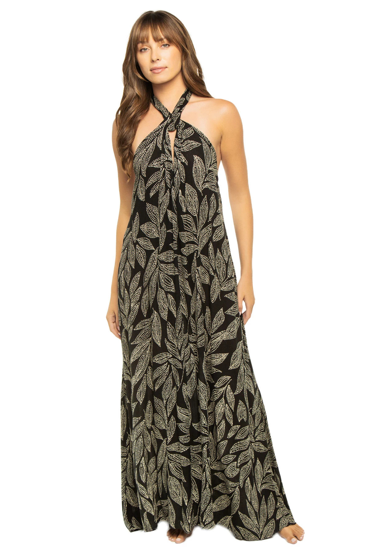 BLACK Twist Halter Maxi Dress image number 1