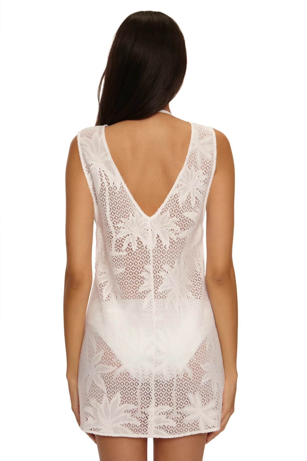 WHITE Palm Lace Multi-Way Sleeveless Tunic image number 2