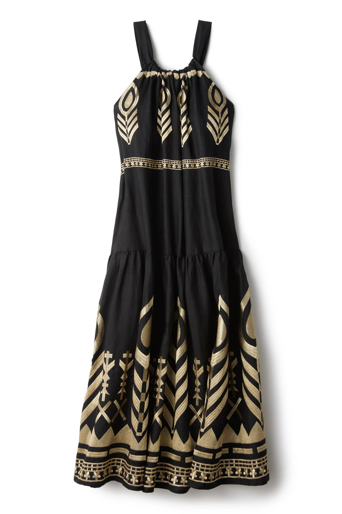 BLACK GOLD Metallic Embroidered Midi Dress image number 3