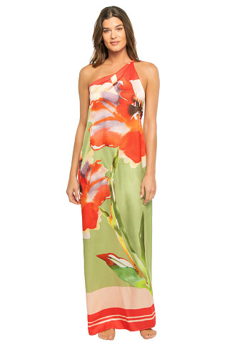 SCARF FLORA Dounia Floral One Shoulder Maxi Dress