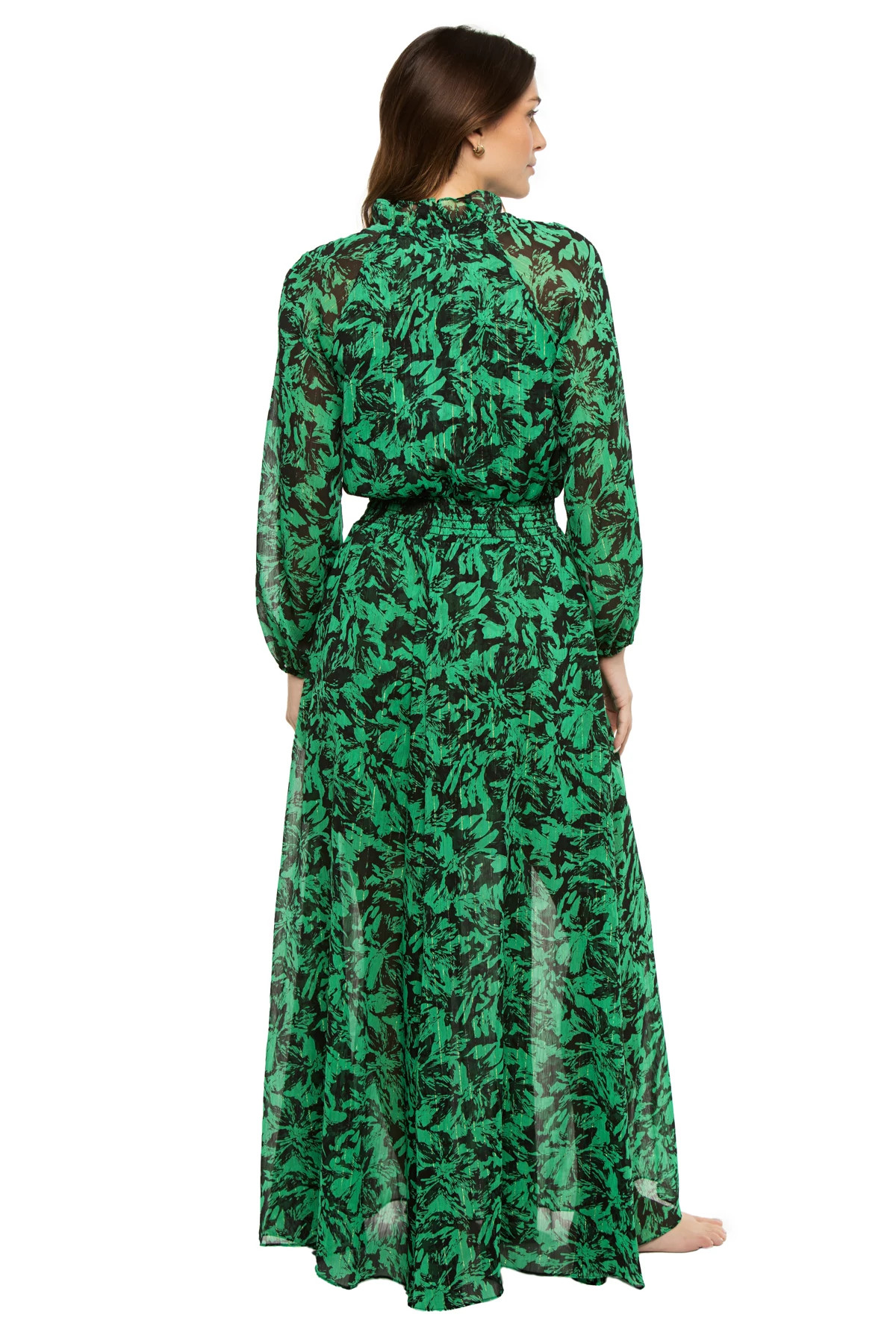 EMERALD ABSTRACT Jocasta Long Sleeve Maxi Dress image number 2