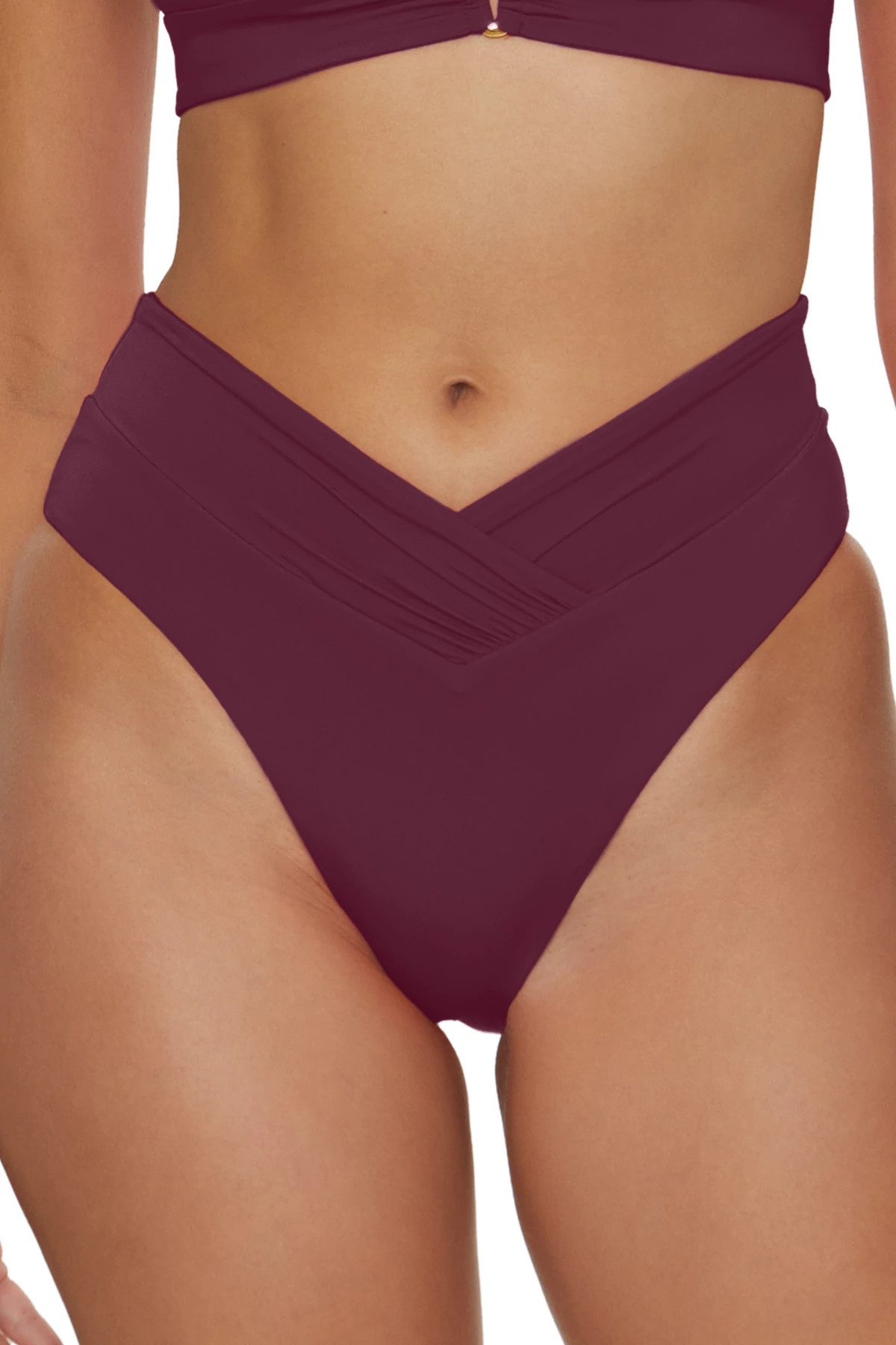 AUBERGINE Carolina High Waist Bikini Bottom image number 1
