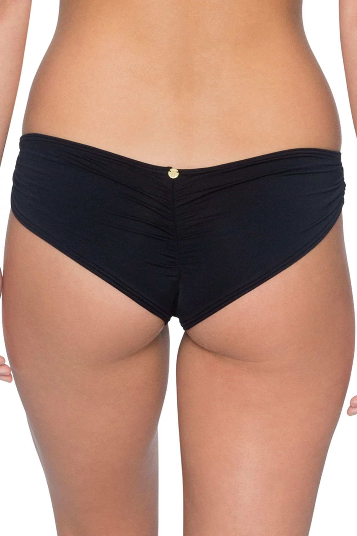 MIDNIGHT Sassy Shirred Brazilian Bikini Bottom image number 2