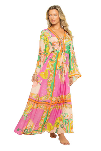 CARNATION Natalie Lace-Up Plunge Maxi Dress