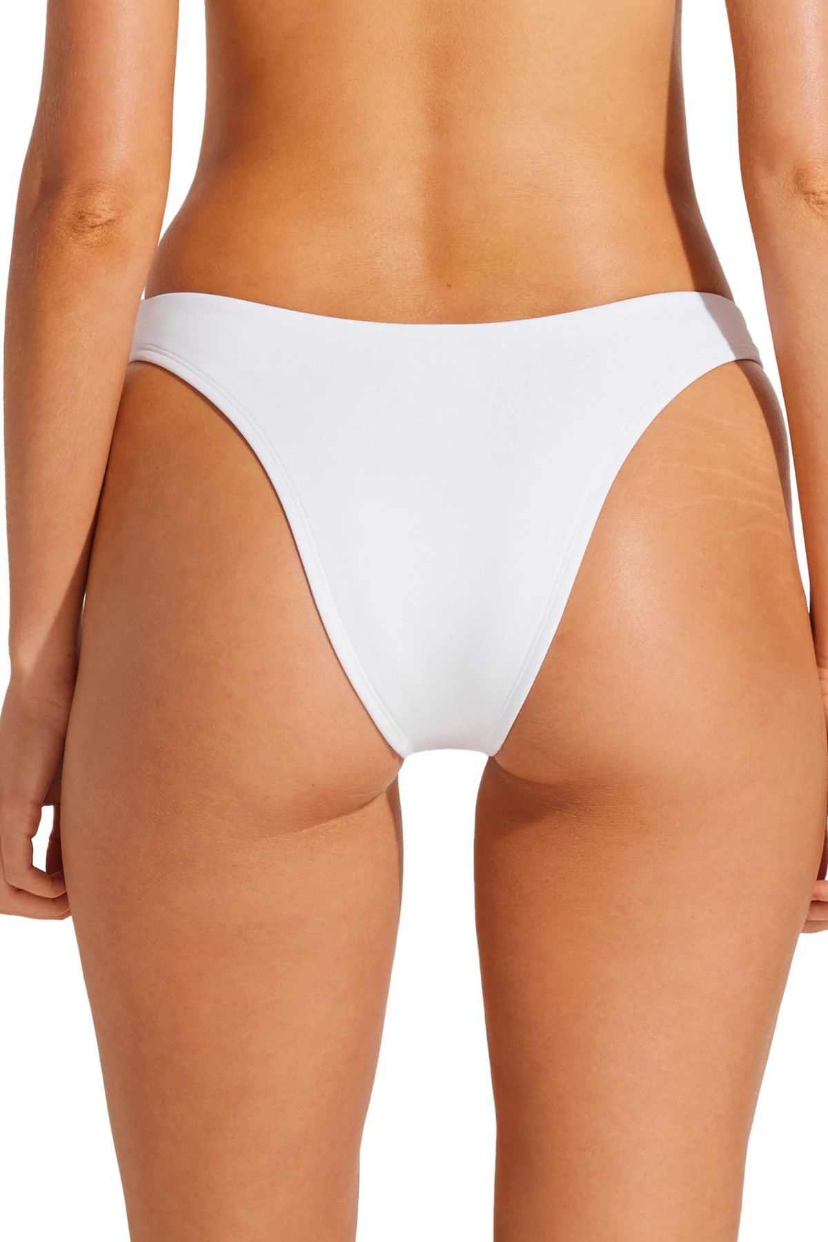 WHITE Luxe Link Tab Side Brazilian Bikini Bottom image number 2